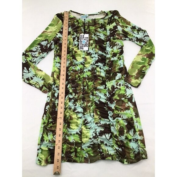 Future Collective Green Floral Print Ruched Bodycon Dress Womens Size Large - Picture 4 of 6